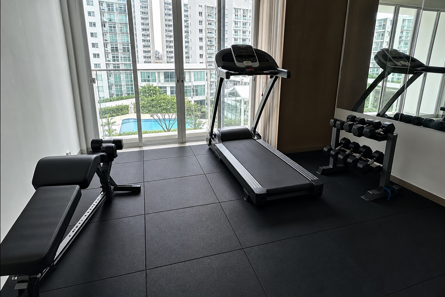 Home Gym Flooring Singapore: Best Rubber Gym Mats for HDB and Condo Spaces Home gym flooring Singapore with black rubber mats for HDB and condo training spaces